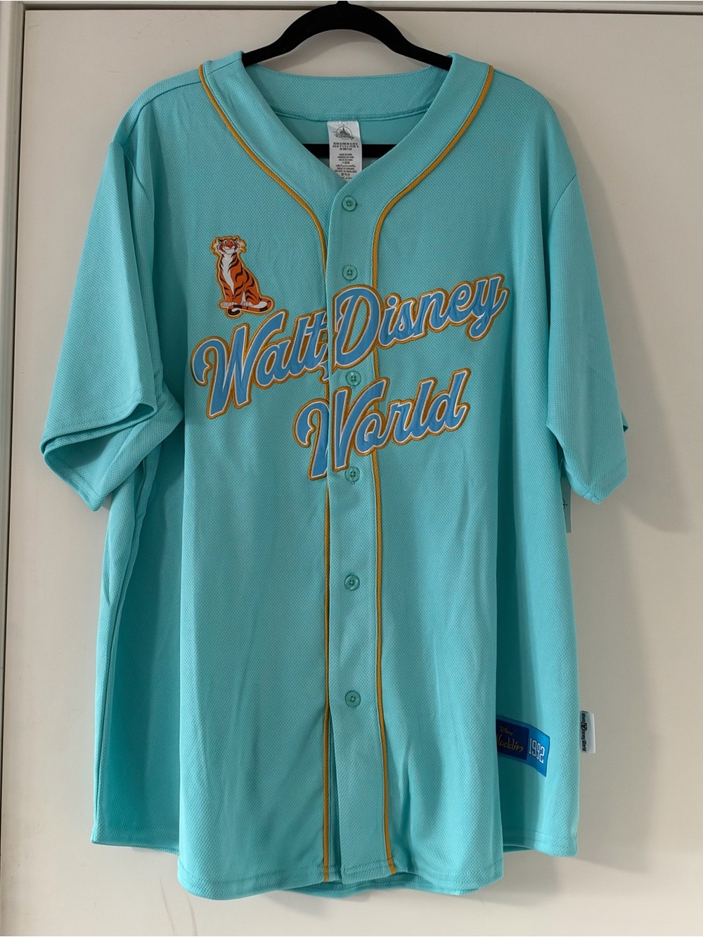 Walt Disney World Aqua Aladdin Princess Jasmine Baseball Spirit Jersey
